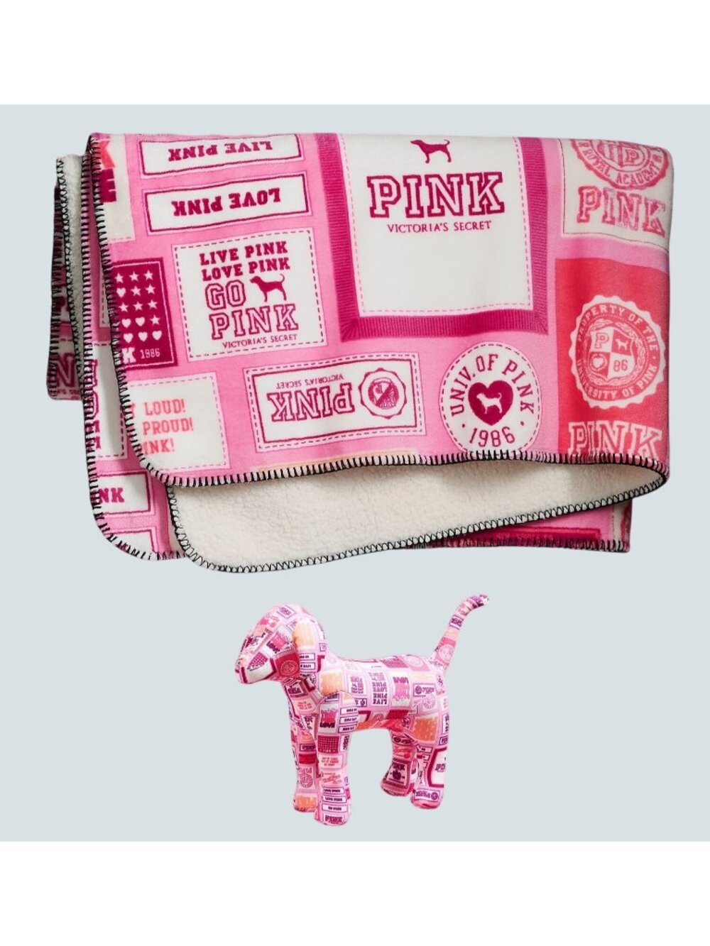Victoria’s Secret PINK Friday Mystery Mini Dog + PLUSH BLANKET SET